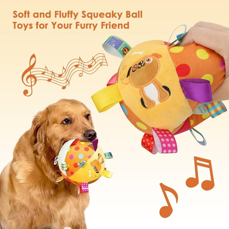 Plush Tug-and-Squeak Dog Ball