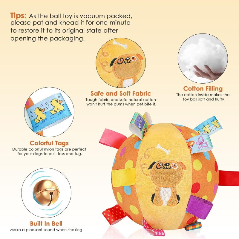 Plush Tug-and-Squeak Dog Ball