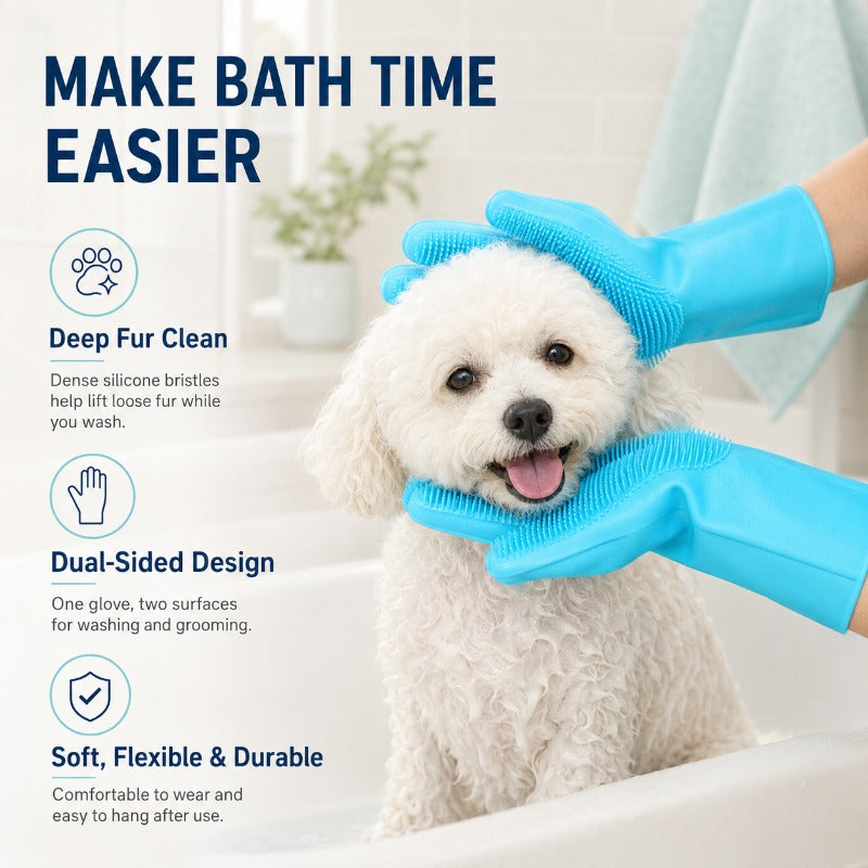 Dual-Sided Silicone Pet Gloves