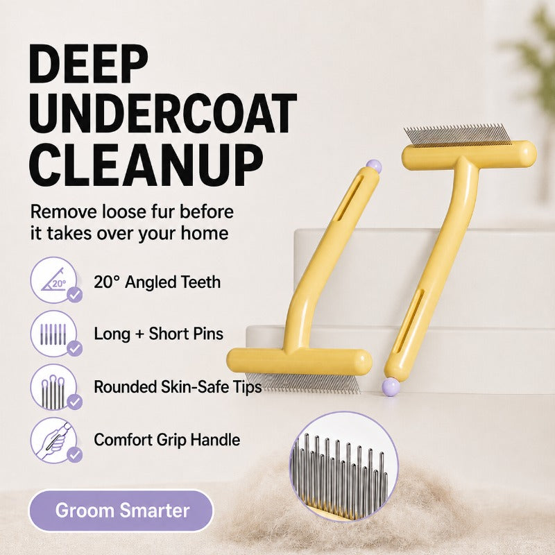 Dual-Layer Undercoat Grooming Rake